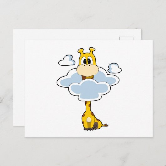 Giraffe met wolken briefkaart (Voorkant / Achterkant)