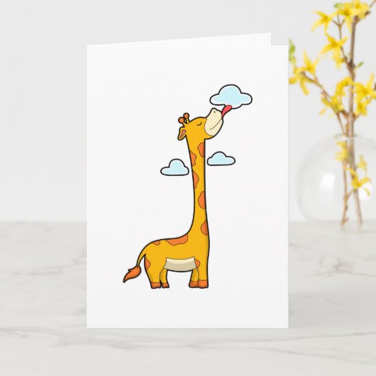 Giraffe met wolken kaart (Gele Bloem)