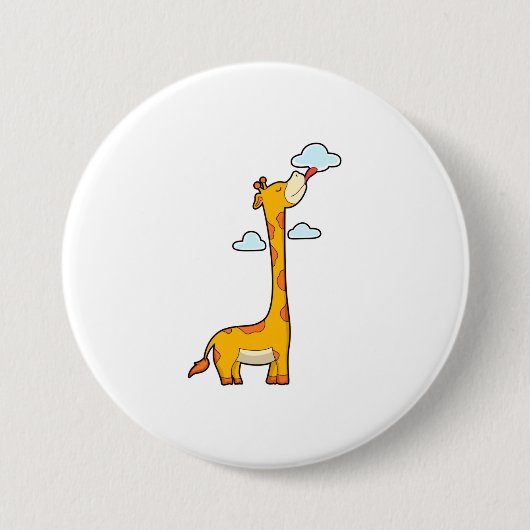Giraffe met wolken ronde button 7,6 cm (Voorkant)