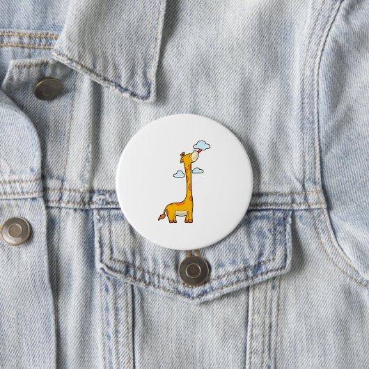 Giraffe met wolken ronde button 7,6 cm (In situ)