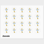 Giraffe met wolken ronde sticker (Vel)