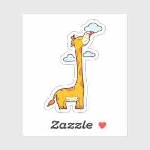 Giraffe met wolken sticker