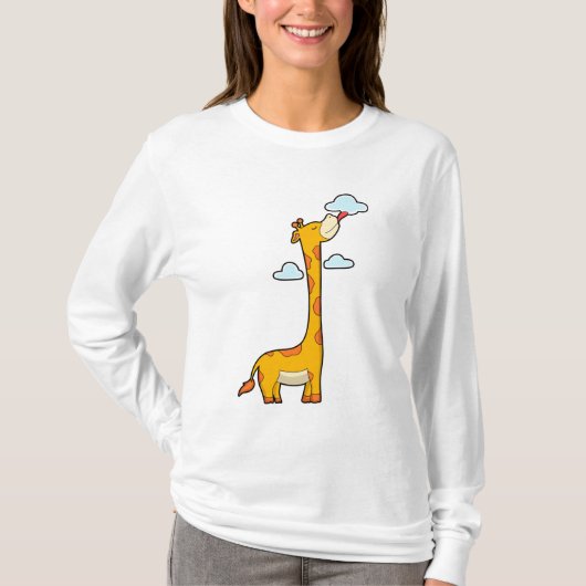 Giraffe met wolken t-shirt (Voorkant)