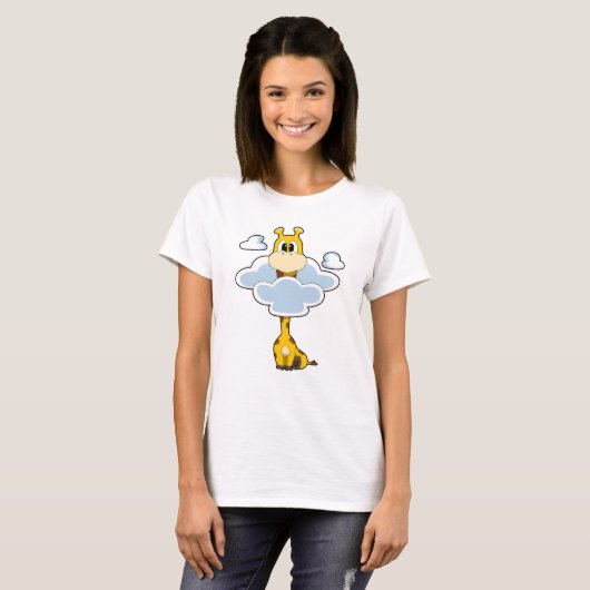Giraffe met wolken t-shirt (Voorkant volledig)