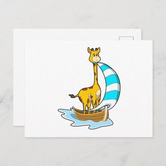 Giraffe met zeilboot briefkaart (Voorkant / Achterkant)
