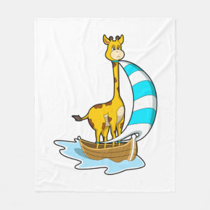 Giraffe met zeilboot fleece deken