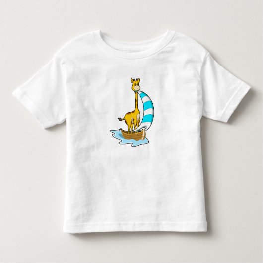 Giraffe met zeilboot kinder shirts (Voorkant)