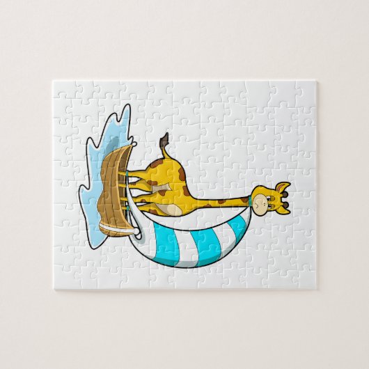 Giraffe met zeilboot legpuzzel (Horizontaal)