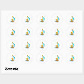Giraffe met zeilboot ronde sticker (Vel)