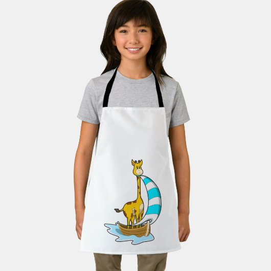 Giraffe met zeilboot schort (Insitu)