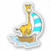Giraffe met zeilboot sticker (Voorkant)
