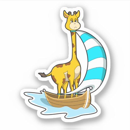 Giraffe met zeilboot sticker (Voorkant)