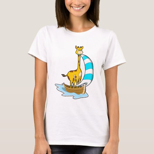 Giraffe met zeilboot t-shirt (Voorkant)