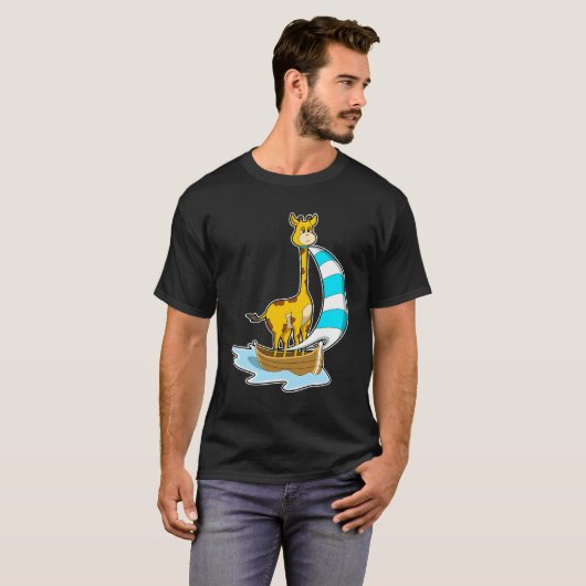 Giraffe met zeilboot t-shirt (Voorkant volledig)