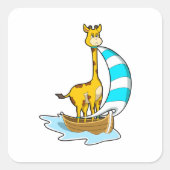 Giraffe met zeilboot vierkante sticker (Voorkant)