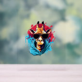 Giraffe met zonnebril felle kleuren acryl bord (Neutraal)