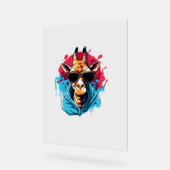 Giraffe met zonnebril felle kleuren acryl bord (Hoek)