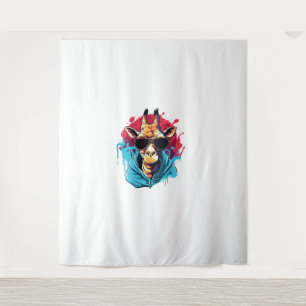 Giraffe met zonnebril felle kleuren wandkleed
