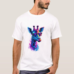 Giraffe met zonnebril Psychedelische kunstwerk Gra T-shirt