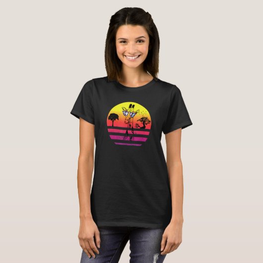 Giraffe met zonnebril Retro Sun T-shirt (Voorkant volledig)