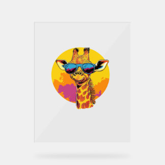 Giraffe met zonnebril Retro Sunset Vibe Acryl Bord