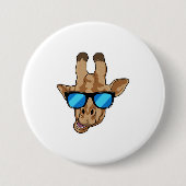 Giraffe met zonnebril ronde button 7,6 cm (Voorkant)