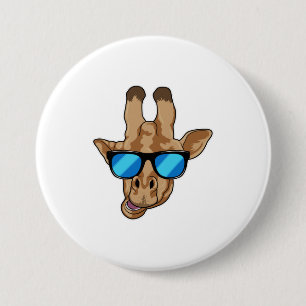 Giraffe met zonnebril ronde button 7,6 cm