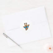 Giraffe met zonnebril ronde sticker (Envelop)