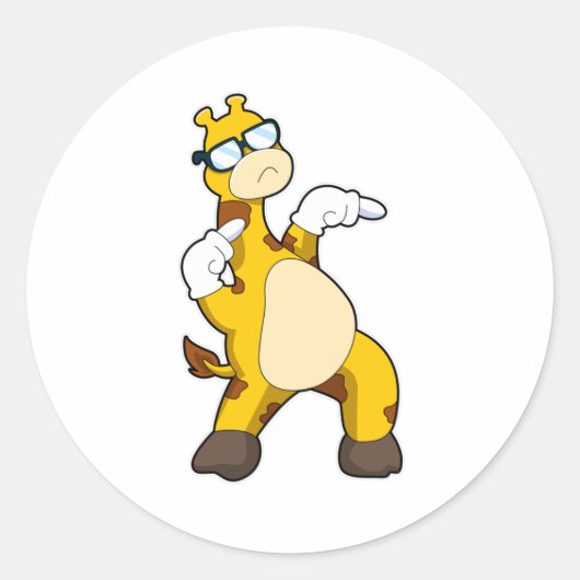 Giraffe met zonnebril ronde sticker (Voorkant)