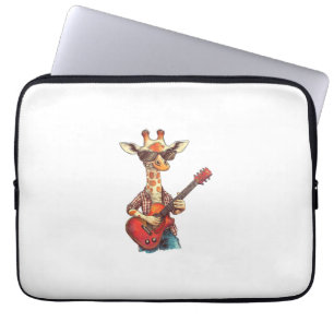 Giraffe met zonnebril speelt gitaarmuzikant laptop sleeve