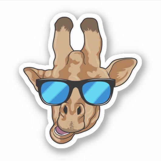 Giraffe met zonnebril sticker (Voorkant)