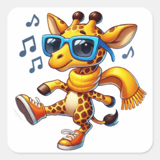 Giraffe met zonnebril vierkante sticker