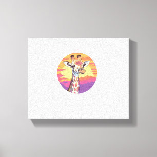 Giraffe met zonsondergang safari sfeer kunst   canvas afdruk