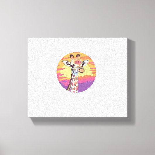 Giraffe met zonsondergang safari sfeer kunst canvas afdruk (Voorkant)
