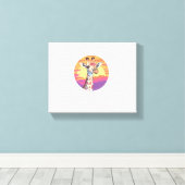 Giraffe met zonsondergang safari sfeer kunst canvas afdruk (Insitu (Houten vloer))