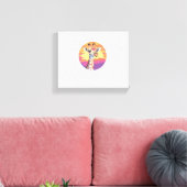 Giraffe met zonsondergang safari sfeer kunst canvas afdruk (Insitu (Woonkamer))