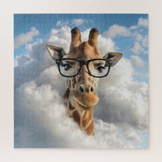 Giraffe met zwarte bril in wolk legpuzzel (Verticaal)