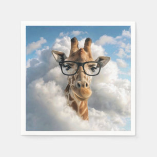 Giraffe met zwarte bril in wolk servet