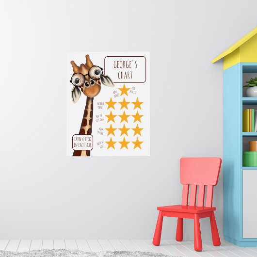 Giraffe middelgrote kaart, Poster papier (steen) (Kinderkamer 1)