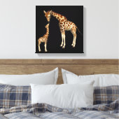 Giraffe moeder en Baby Giraffe Canvas Afdruk (Insitu (Slaapkamer))