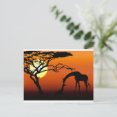 Giraffe moeder en Baby in de Afrikaanse zonsonderg Briefkaart (Staand voorkant)