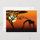 Giraffe moeder en Baby in de Afrikaanse zonsonderg Briefkaart (Voorkant / Achterkant)