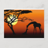 Giraffe moeder en Baby in de Afrikaanse zonsonderg Briefkaart (Voorkant)