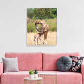 Giraffe-moeder en -baby in Kenia Canvas Afdruk (Insitu (Woonkamer))