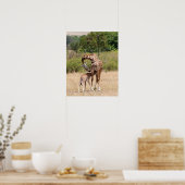 Giraffe moeder en Baby in Kenia Poster (Keuken)
