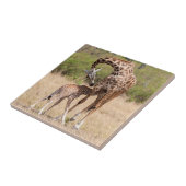 Giraffe moeder en Baby in Kenia Tegeltje (Zijkant)
