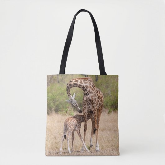 Giraffe moeder en Baby in Kenia Tote Bag (Voorkant)