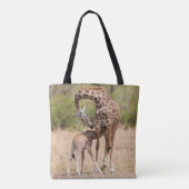 Giraffe moeder en Baby in Kenia Tote Bag (Achterkant)