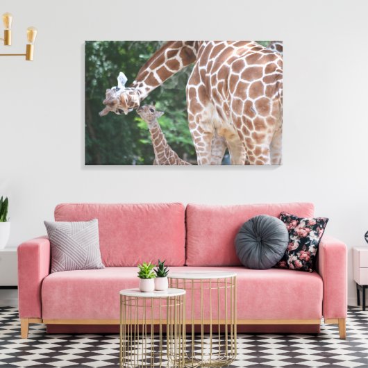 Giraffe moeder en baby Poster Canvas Afdruk (Insitu (Woonkamer))