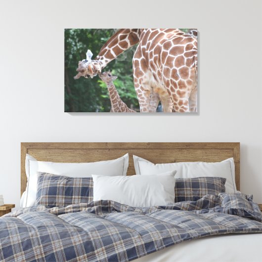 Giraffe moeder en baby Poster Canvas Afdruk (Insitu (Slaapkamer))